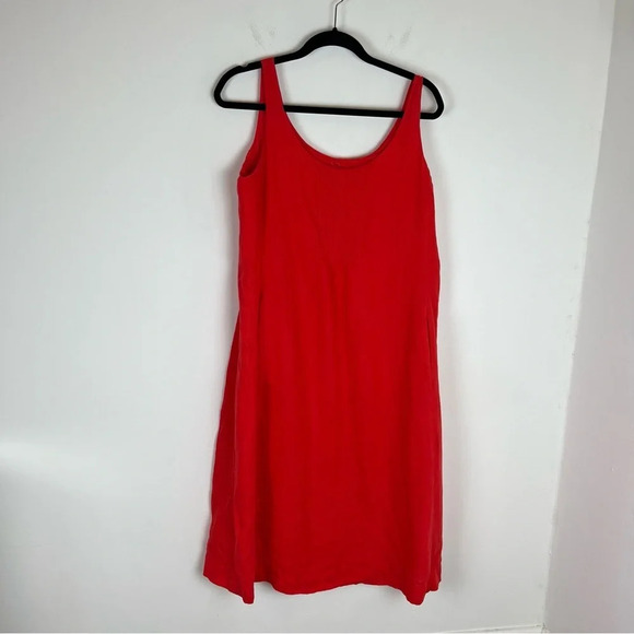 Eileen Fisher 100% Irish Linen Red MIDI Dress Size M - Picture 1 of 6